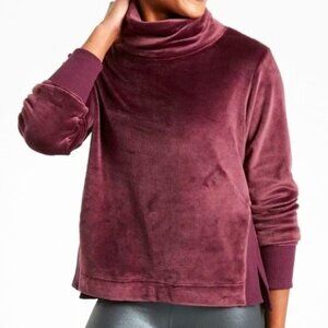 Athleta Double Cozy Karma Funnel Neck Plush Sweatshirt Antique Burgundy X Large